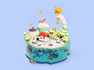 PopsLand 3d avatar christmas icecream island snow