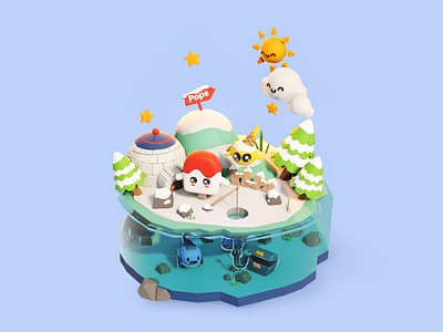 PopsLand 3d avatar christmas icecream island snow