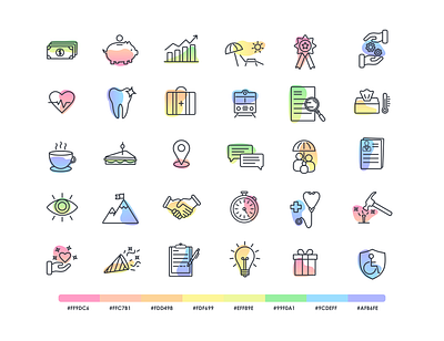 Benefits/HR/business icon set benefits business color icons gradient gradient icon icon icon set outline rainbow