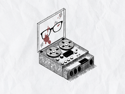 Mindhunter adobe design engraving etching glasses graphic design illustration illustrator ink inktober line art lineart logo mind hunter mindhunter netflix paper recorder tape vector