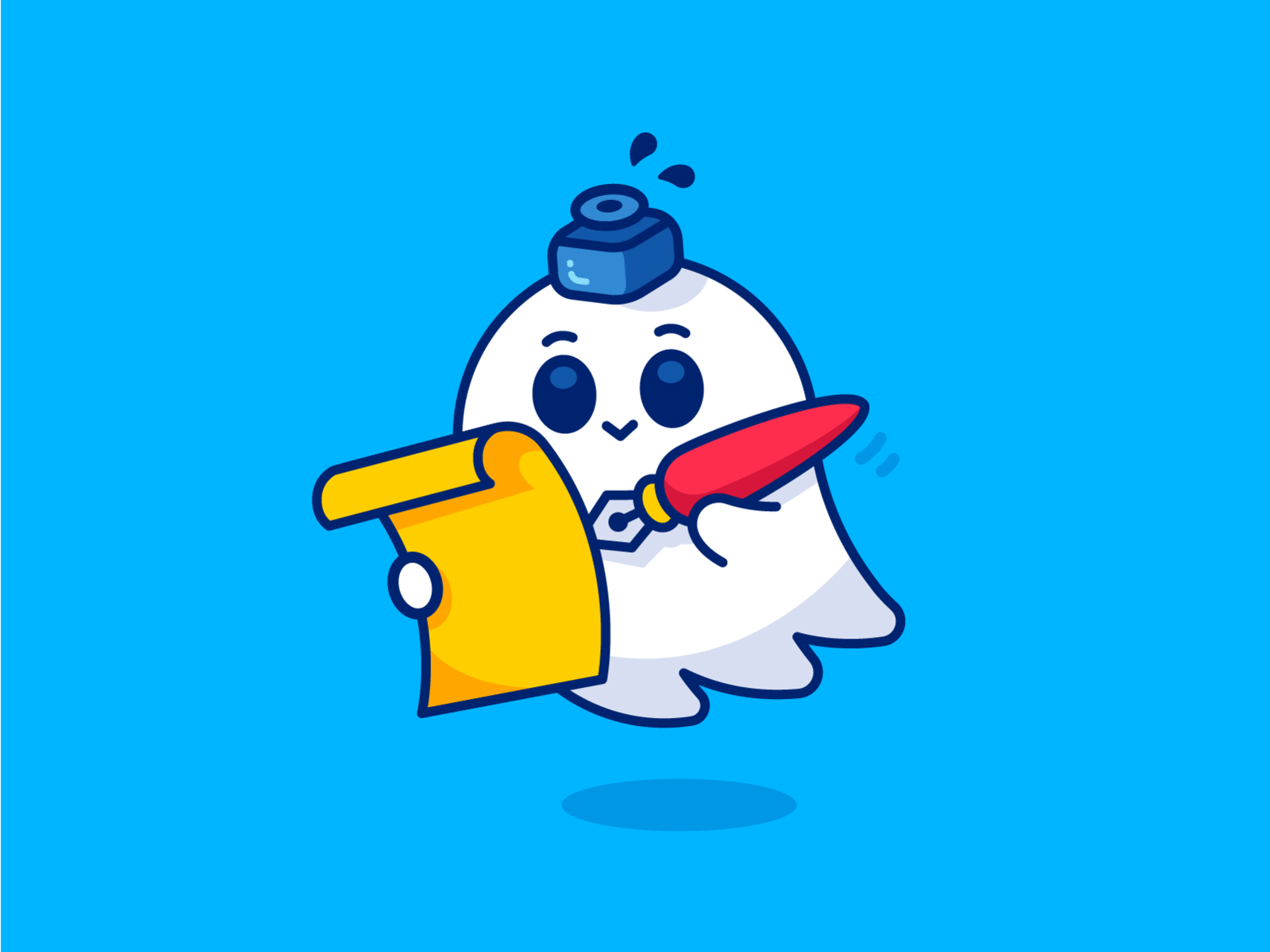 Ghost Writer animation cartoon character cute design flat friendly funny ghost gif graphic design halloween illustration logo mascot spooky sweet text write writer
