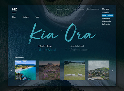 NZ Travel Landing Page daily ui daily ui challenge ipad maori new zealand travel ui ux ui design visual design