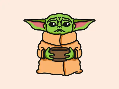 Baby Yoda baby yoda cartoon coffee design disney plus graphic illustration mandalorian minimal procreate star wars