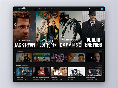 Amazon Prime Video Redesign amazon prime videos cards dashboard dashboard app data digital motion design movie app netflix player card ui ux video video streaming