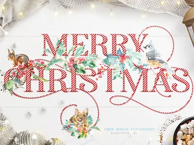 Christmas Watercolor Woodland Story by Catherine Wheel 2020 animal bird card christmas christmas watercolor forest graphics illustration merry christmas mouse new year rat retro squirrel typography vintage watercolor winter woodland