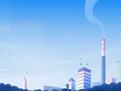 City in the morning illustration typography