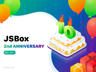 Happy birthday to JSBox branding illustration