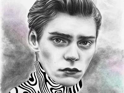 Seeing Beyond Your Limits artwotk beautiful black and white cover design eyes face fashion graphic look male model pastel pattern pencil pencil art portrait portrait illustration poster print young