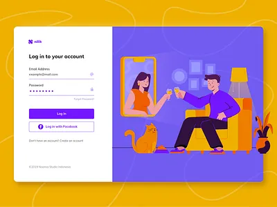 Nilik - Dating Site Login Page Exploration apps character cocktail dating dating website drinking gent illustration ladies login login page noansa peoples purple ui uiux vector web website yellow