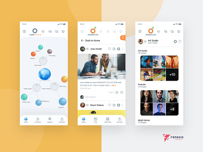 Omni Presenti App flatdesign gallery art mobile app mobile app ui post design ui design uidesign yellow app