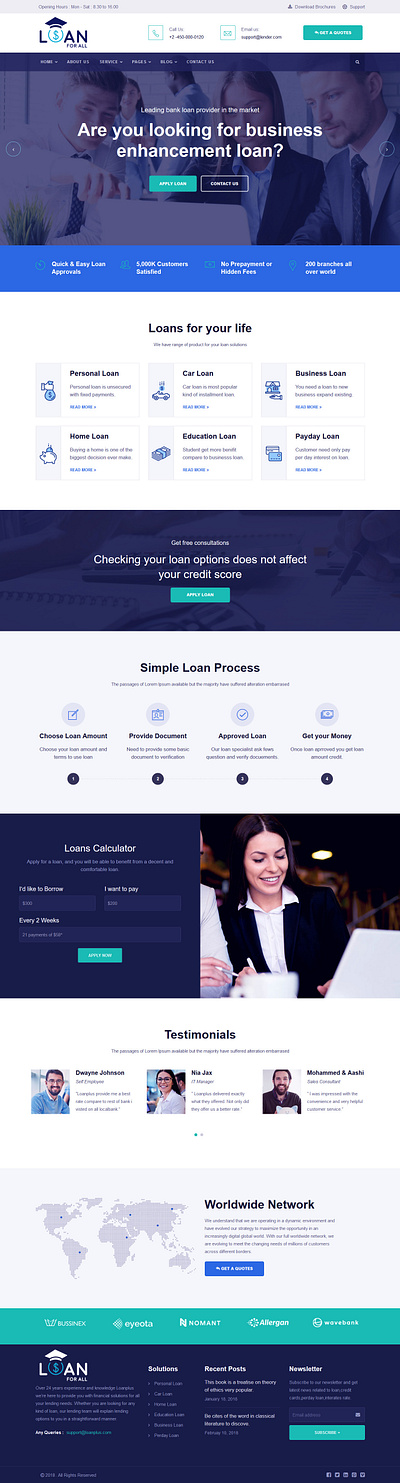 Loan For all Company, website landing page design adobe photoshop homepage landing page design website design