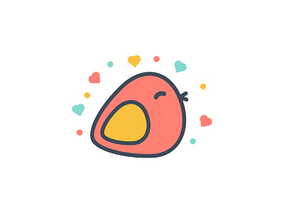 Love bird logo FOR SALE! animal bird cartoon childcare design dribbble invitation invite kids logo logomark love lovely minimal modern pastel color pink playful red yellow