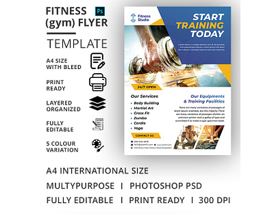 Fitness (Gym) Flyer Template ad aerobic body building boxing business club dance flyer exercise fitness fitness flyer flyer gym gym flyer gym leaflet handout health health flyer marketing martial arts pamphlet