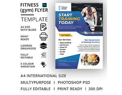 Fitness (Gym) Flyer Template ad aerobic body building boxing business club dance flyer exercise fitness fitness flyer flyer gym gym flyer gym leaflet handout health health flyer marketing martial arts pamphlet