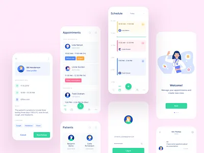 Medical App appointment clean clinic doctor ios iphone medical medicine minimal mobile mobile app mobile app design mobile application mobile design mobile ui patients schedule ui