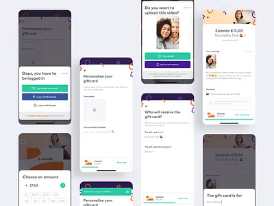 Giving a personalised gift card alert app app design cards checkout form gift gift card mobile payment photoshop popup ui upload ux