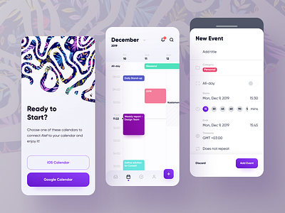 Event Manager 2020 app calendar design event google google calendar gradient illustration ios minimal redesign to do ui wave