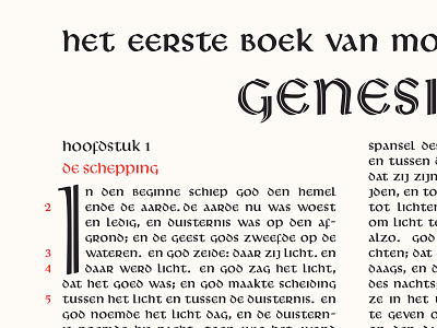 Bible Typography - Hendrik de Roos 1955 bible bible design black book design font genesis indesign layout libra old red traditional type typography verse