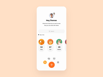 Share the pet App animals animation app card color demo design dog illustration interface mobile pet principle ui ux