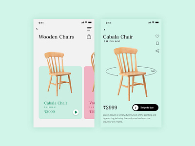 Furniture Product Page idea inspiration. 360 view add to bag app design trends furniture furniture app furniture store product page swipe ui elements ui ux