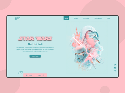 Movie Era (Landing Page Concept) adobe photoshop adobe xd app concept branding clean color design flat design minimal movies star wars typography ui ux web design