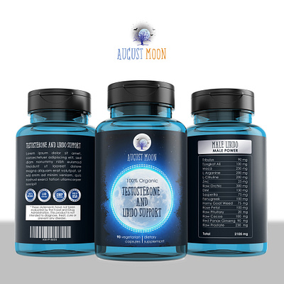 August Moon, Testosterone and Libido Support label design graphicdesign label labeldesign product label design supplement label design