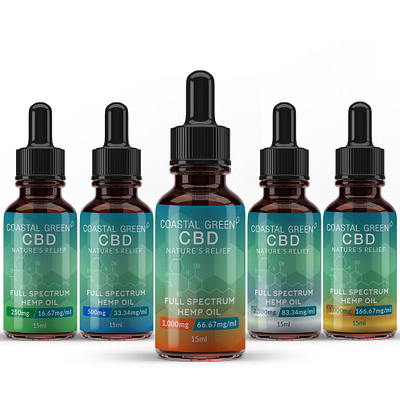 Coastal Green, CBD Oil cbd oil label label design labels pharmaceuticals print product label design