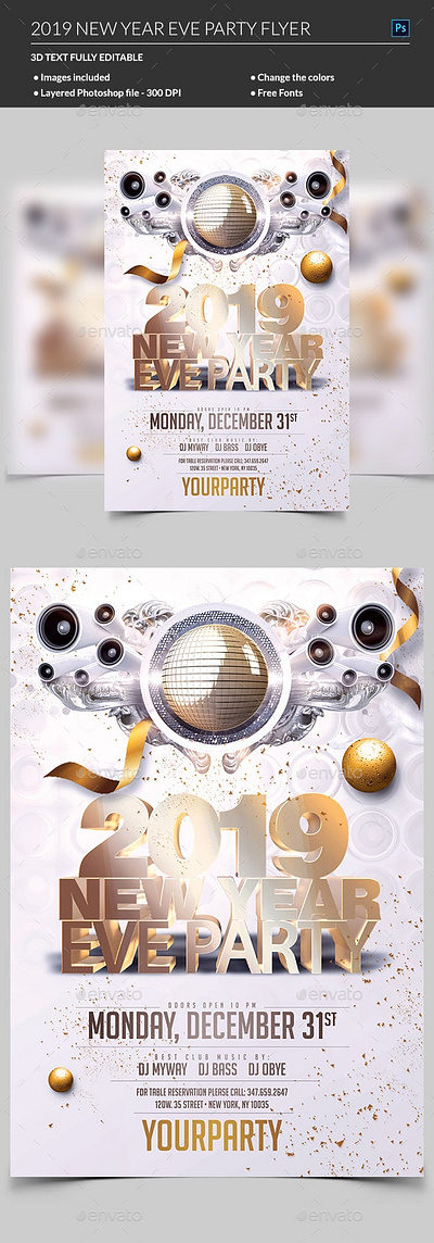 New Year Eve Party Flyer branding design design graphic design invitation invitation design new year flyer new year party flyer party event promo template