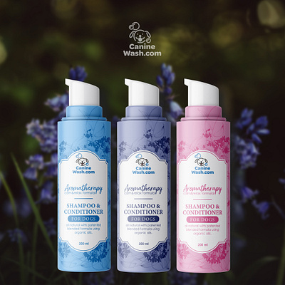 Canine Wash shampoo label design aromatherapy label label design pet care print product label product label design shampoo