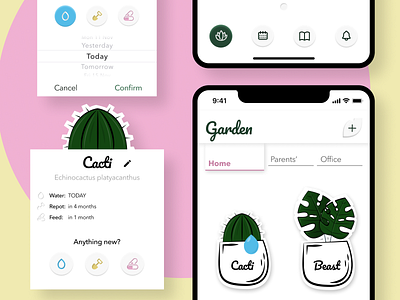 Plant helper app design flowers garden illustration paper plants ui ux vector