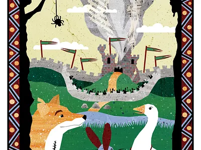 FolktaleWeek: Home castle childrens fairy tale fox goose illustration illustration art illustration design illustrations mythology rabbit