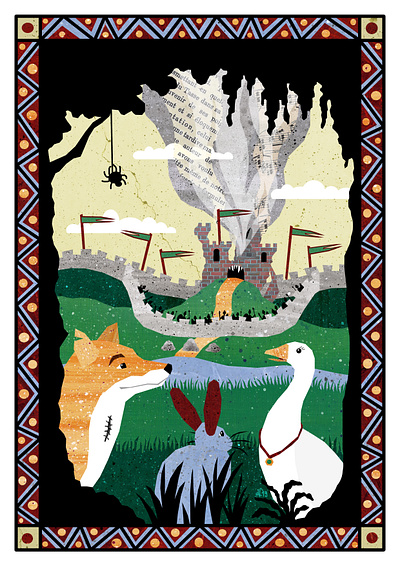 FolktaleWeek: Home castle childrens fairy tale fox goose illustration illustration art illustration design illustrations mythology rabbit