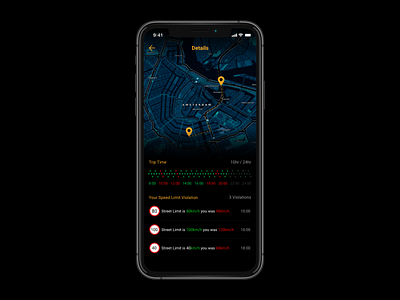 Speed Limit Trip App app black car design ios map maps ui uiux ux uxdesign
