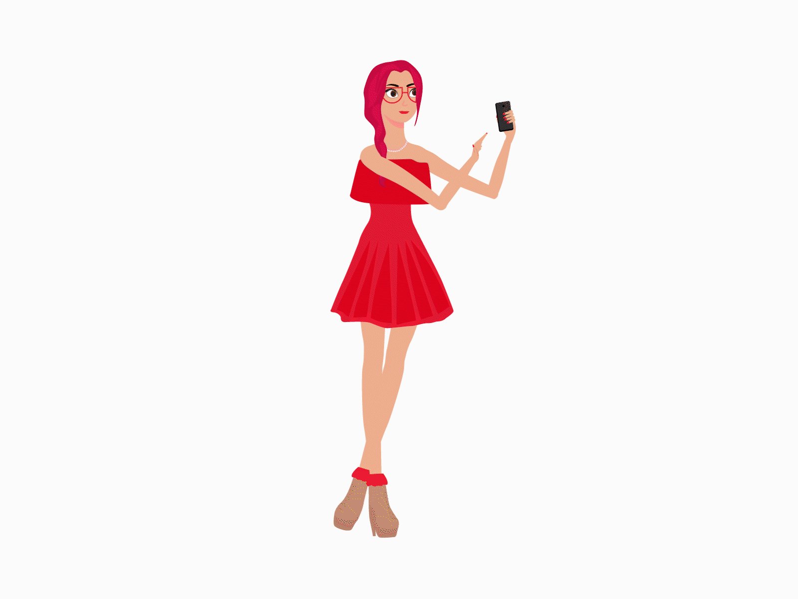 Selfie photos adobe aftereffects adobe illustrator adobe illustrator design character animation dribble shot girl character illustration motiongraphics phone photoshop action selfie