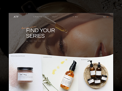 Catalog for ATF Cosmetics store beauty catalog clean cosmetics e comerce elegant font grid nature online store photography product product page ribsone site soap typography ui ux webdesign