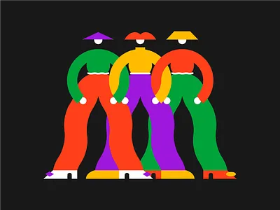 Solidarity 2d character clean concept design flat geometric graphic green icon illustration minimal pattern red vector yellow