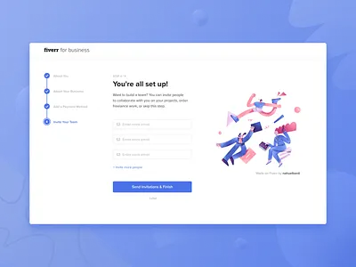 Fiverr for business design illustration onboarding ui ux web website
