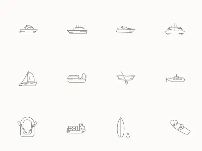 ⭐ Roicons - boats icon set boat icon design essential icons flat icons icon icon app icon design icon pack iconset roicons surfboard