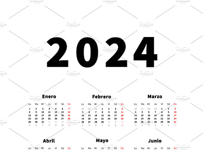 2024 Year Simple Calendar In Spanish By Bestpics On Dribbble