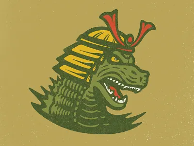 Samurai Zilla illustration kaiju samurai texture