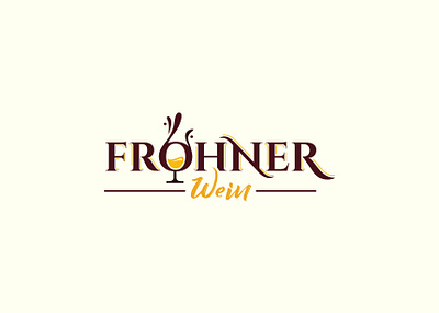 FROHNER WEIN calligraphy logo logodesign minimalist logo modern typeface retro logo typogaphy vine logo vintage logo wine glass wine logo