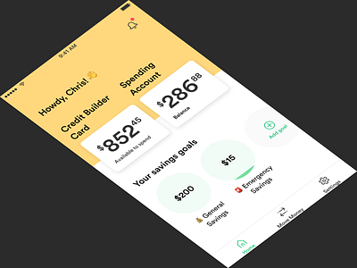 Savings-Focused Chime Home Screen app fintech mobile react native