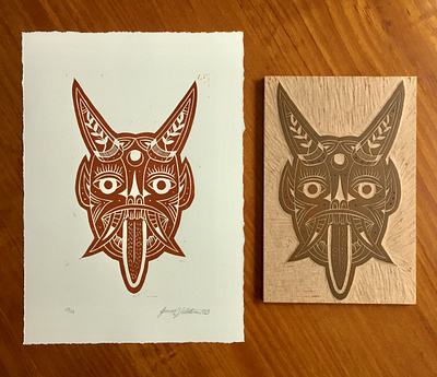 Xilogravura/Woodcut art design devil mask print woodcut xilogravura