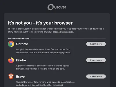 Unsupported Browser browser ui web
