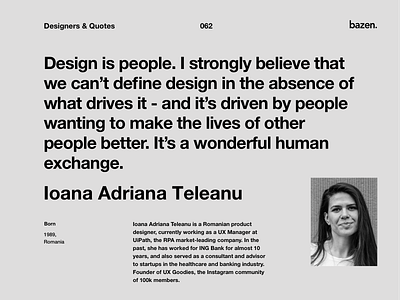 Quote - Ioana Adriana Teleanu design quote design quotes design tip design tips inspiration inspirational quote learn learn design learning motivation motivational quotes motivations principles product design quote design tips ui design ux ux design ux designer