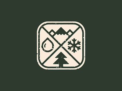 Wilderness Defense Icon adventure badge brand explorer icon logo mountain nature protection rain snowflake thick lines water weather wilderness