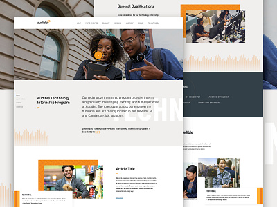 Audible Internship Program - Live careers corporate internship jobs landingpage ui ux web