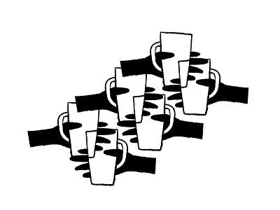 Cheers arms black and white celebration cheers clink cups glasses hands mugs pattern shapes toast