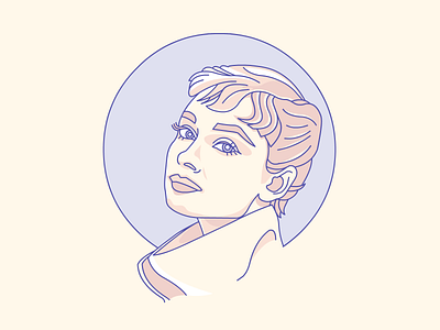 AUDREY audrey hepburn badge demet kural hollywood icon illustration illustrator legend lineart movie star portrait stroke vector