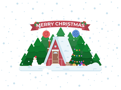 Christmas Winter Wonderland art artwork christmas christmas tree color colorful design designer flat flatdesign graphic green house illustration minimal sketch snow ui ux web